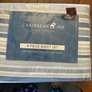 Caribbean Joe Striped Blue and White Sheet Set